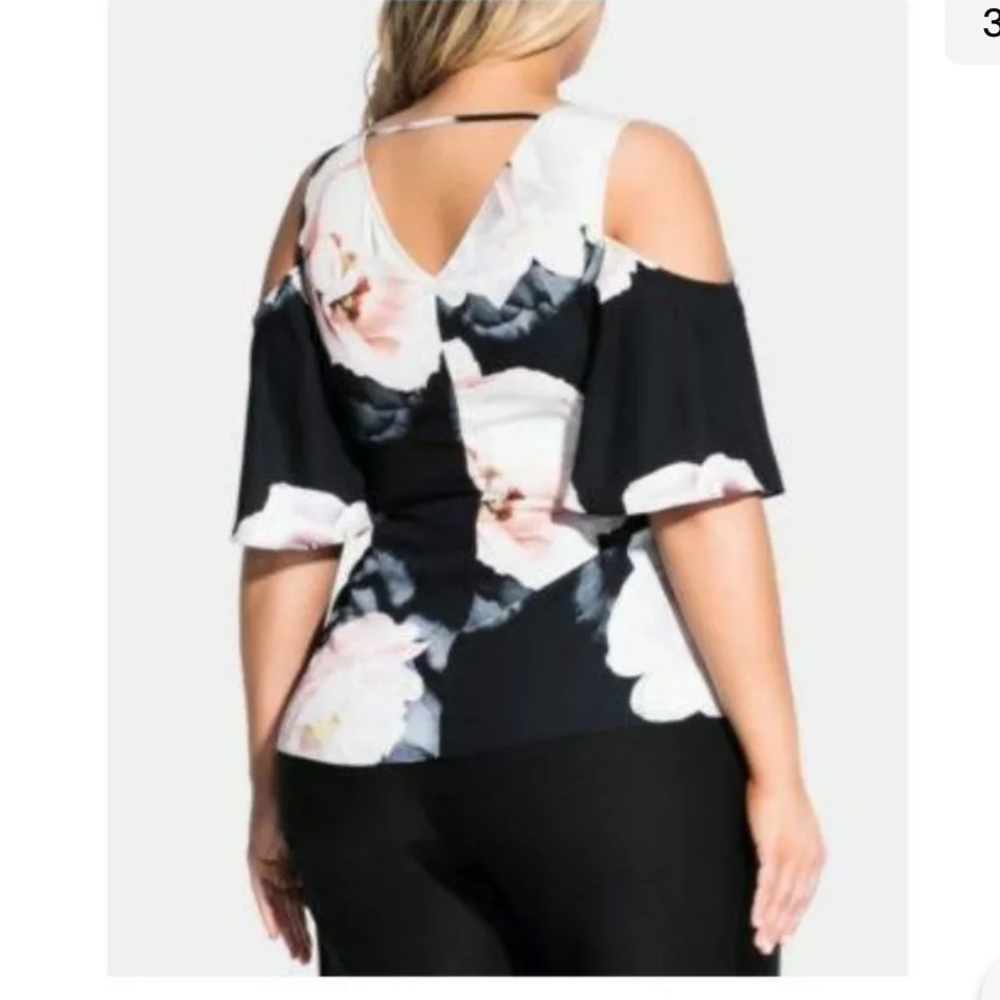 City Chic Floral Cold Shoulder Blouse - Picture 2 of 12